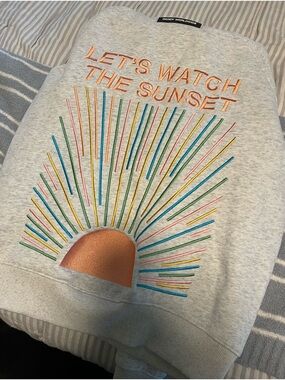 Women's Gray 'Let's Watch The Sunset' Embroidered Sweatshirt
